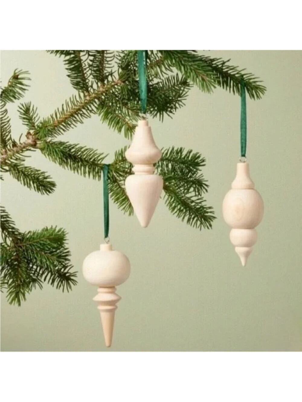 Hearth & Hand with Magnolia NIB Wooden Spindle Christmas Ornaments Set of 3